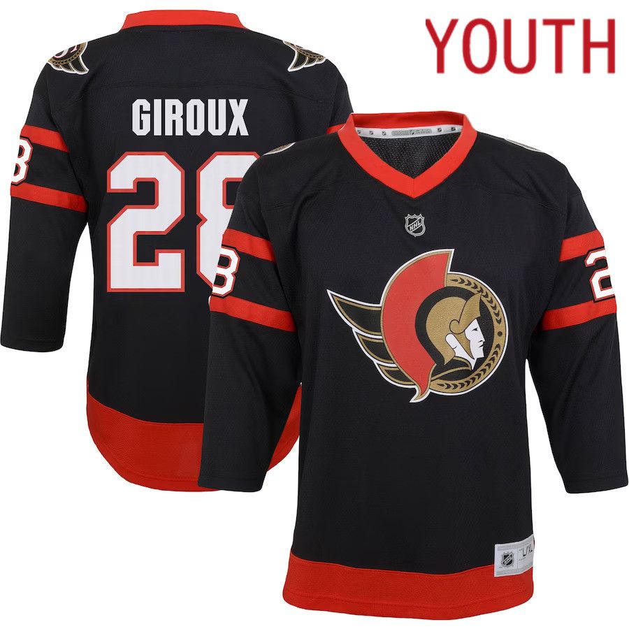 Youth Ottawa Senators #28 Claude Giroux Black Replica Player NHL Jersey